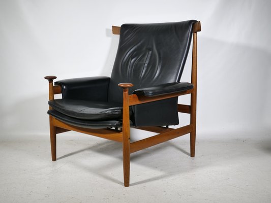 Teak and Leather Model Bwana Armchair and Footstool by Finn Juhl for France & Søn / France & Daverkosen, 1960, Set of 2-LVS-1820609