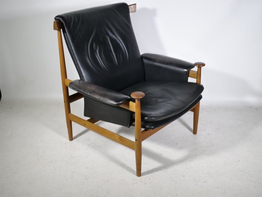 Teak and Leather Model Bwana Armchair and Footstool by Finn Juhl for France & Søn / France & Daverkosen, 1960, Set of 2-LVS-1820609