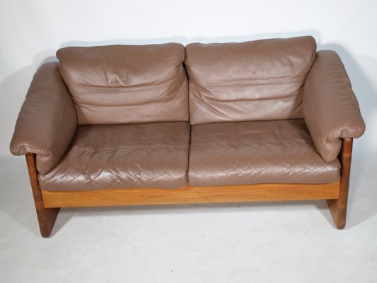 Teak and Leather Sofa by Mikael Laursen, 1970s-LVS-1756860