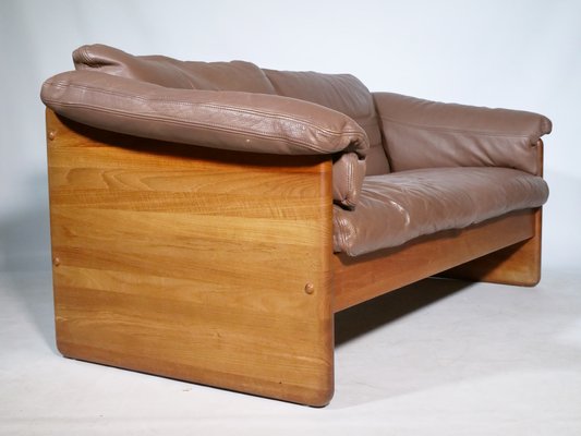 Teak and Leather Sofa by Mikael Laursen, 1970s-LVS-1756860