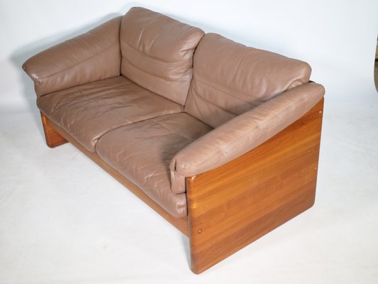 Teak and Leather Sofa by Mikael Laursen, 1970s-LVS-1756860