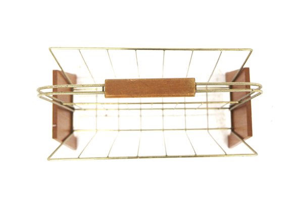 Teak and Metal Magazine Rack, Sweden, 1940s-GEK-2022968