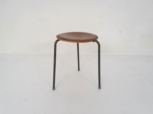 Teak and Metal Tripod Stool, Denmark, 1960s-ZO-1297759