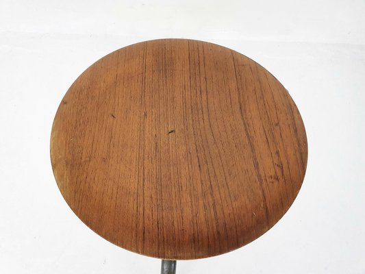 Teak and Metal Tripod Stool, Denmark, 1960s-ZO-1297759