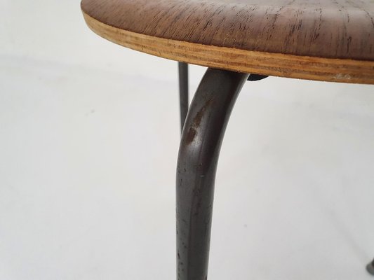 Teak and Metal Tripod Stool, Denmark, 1960s-ZO-1297759