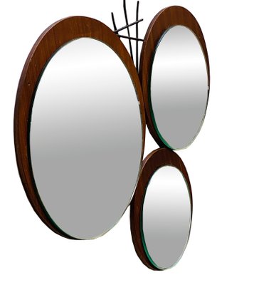 Teak and Metal Wall Mirror Composition, Italy, 1960s-YUW-1351366