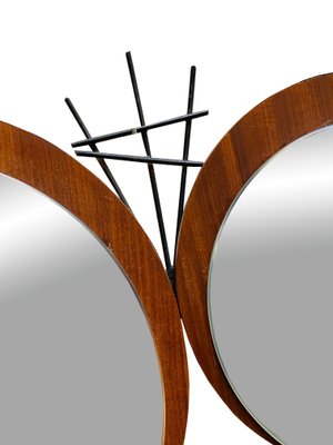 Teak and Metal Wall Mirror Composition, Italy, 1960s-YUW-1351366