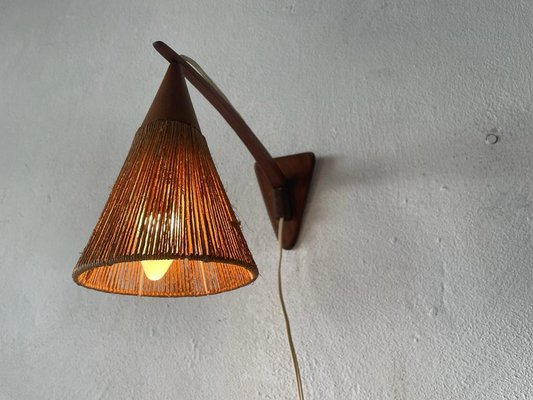 Teak and Natural Ropes Sconce by Ib Fabiansen for Fog & Mørup, Denmark, 1960s-RDS-1367648