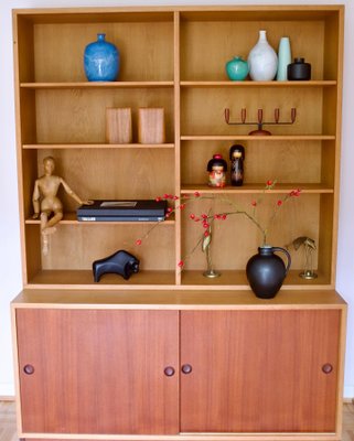 Teak and Oak 2-Part Cabinet by Borge Mogensen for Karl Andersson & Soner, Denmark, 1960s-OHY-2034463