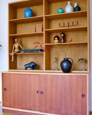 Teak and Oak 2-Part Cabinet by Borge Mogensen for Karl Andersson & Soner, Denmark, 1960s-OHY-2034463