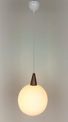 Teak and Opaline Ceiling Lamp, 1960s-YBU-576728