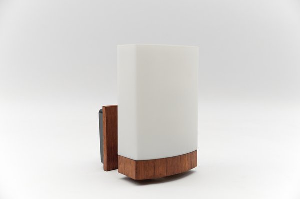 Teak and Opaline Glass Wall Lamp from Kaiser Leuchten, 1960s-KQB-1755954