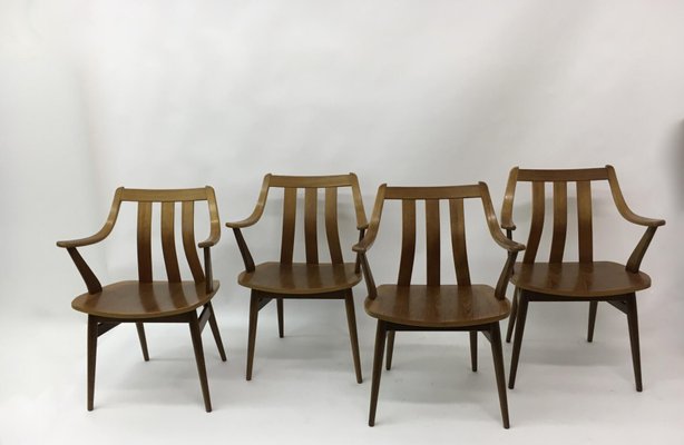 Teak and Plywood Dining Chairs from Pastoe , 1960s, Set of 4-BGP-934879