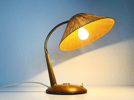 Teak and Rattan Table Lamp from Temde, 1970s-PUK-1050932