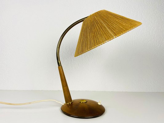 Teak and Rattan Table Lamp from Temde, 1970s-PUK-1050932