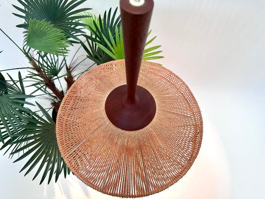 Teak and Sisal Cord Weave Hanging Lamp from Temde Leuchten, Germany, 1950s-JP-1805292