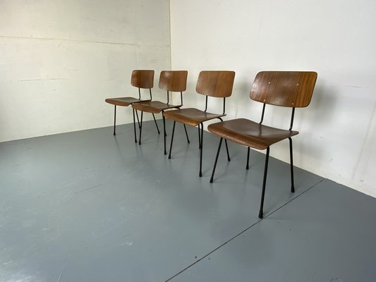 Teak and Steel Dining Chairs by Tjerk Reijenga for Pilastro, 1950s-1960s, Set of 4-DE-1700579