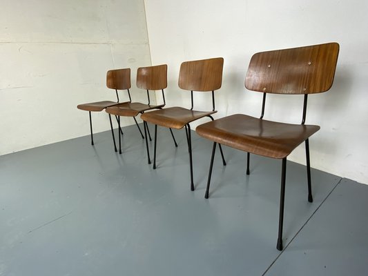 Teak and Steel Dining Chairs by Tjerk Reijenga for Pilastro, 1950s-1960s, Set of 4-DE-1700579