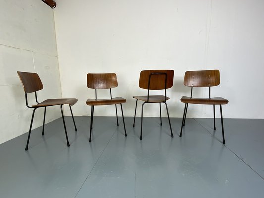 Teak and Steel Dining Chairs by Tjerk Reijenga for Pilastro, 1950s-1960s, Set of 4-DE-1700579