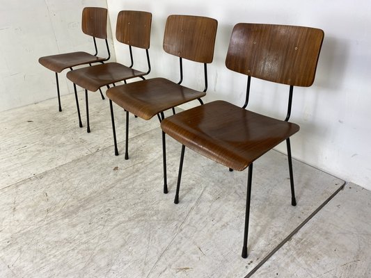 Teak and Steel Dining Chairs by Tjerk Reijenga for Pilastro, 1950s-1960s, Set of 4-DE-1700579