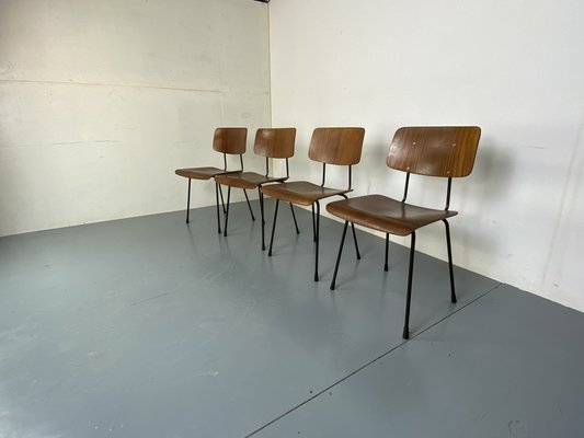 Teak and Steel Dining Chairs by Tjerk Reijenga for Pilastro, 1950s-1960s, Set of 4-DE-1700579