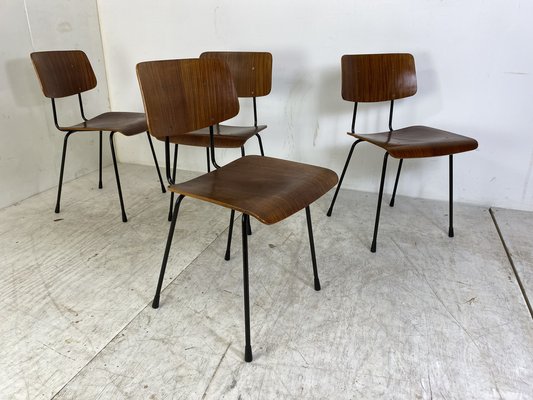 Teak and Steel Dining Chairs by Tjerk Reijenga for Pilastro, 1950s-1960s, Set of 4-DE-1700579