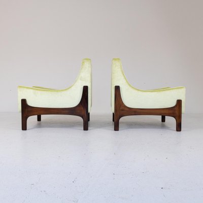 Teak and Velvet Armchairs, 1960s, Set of 2-SXX-1808380