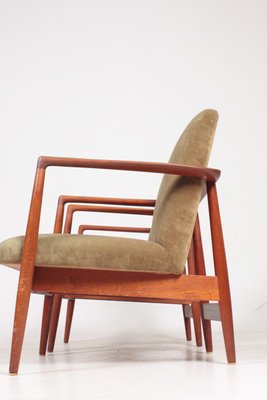 Teak and Velvet Lounge Chairs from C.B. Hansen, 1950s, Set of 2-FK-618397