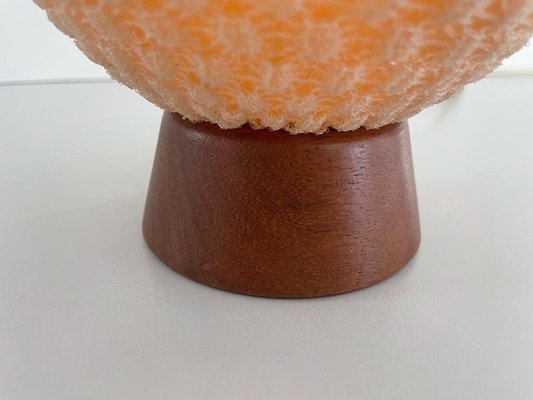 Teak Ball Bedside Lamps with Fabric Shades from Temde, Germany, 1960s, Set of 2-RDS-1725999