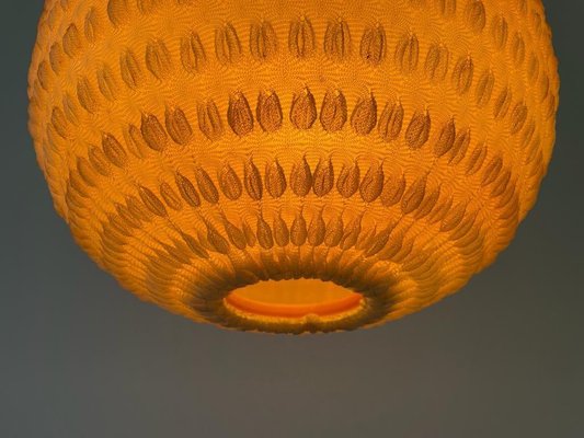 Teak Ball Ceiling Lamp with Fabric Shade from Temde, Switzerland, 1960s-RDS-1725994