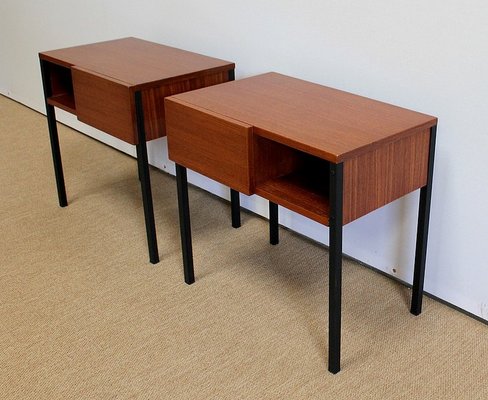 Teak Bedside or End Tables in the Style of Minvielle, 1960s, Set of 2-RVK-953840