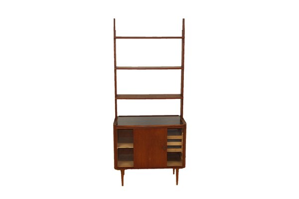 Teak & Black Formica Shelving Unit with Cabinet, Sweden, 1950-GEK-1286437