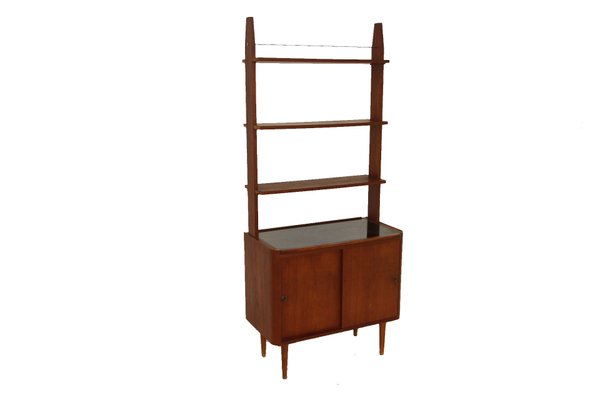 Teak & Black Formica Shelving Unit with Cabinet, Sweden, 1950-GEK-1286437