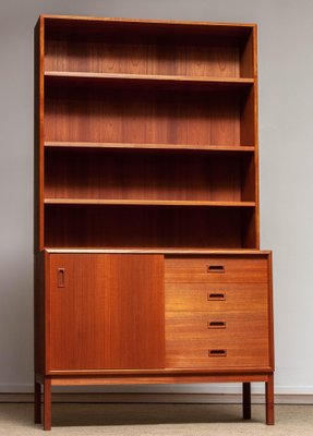 Teak Bookcase Cabinet with Adjustable Shelves, Denmark, 1960s-JE-987158