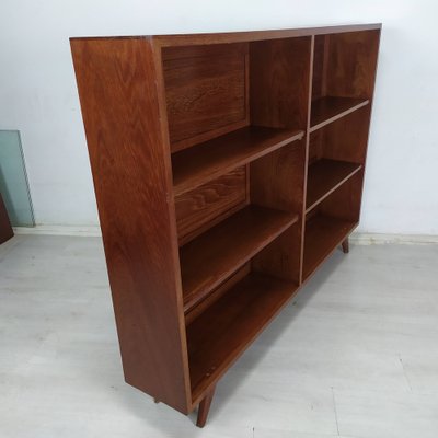 Teak Bookshelf with Compass Leg, 1950s-EAD-1777989