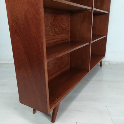 Teak Bookshelf with Compass Leg, 1950s-EAD-1777989