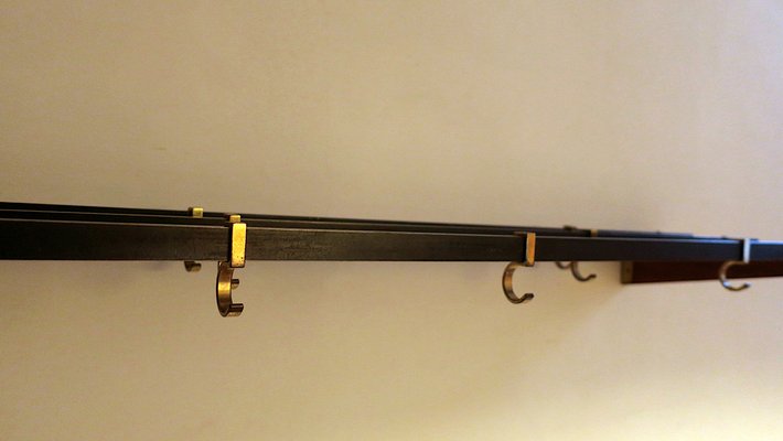 Teak, Brass and Black Metal Coat and Hat Rack, 1960s-ED-1820605