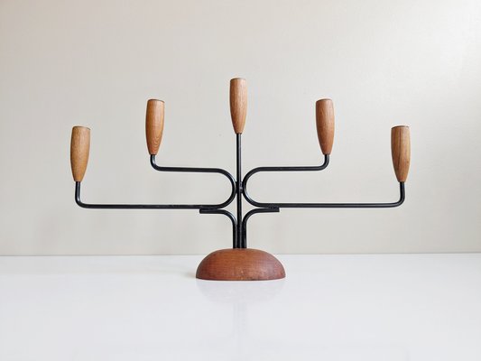 Teak Candleholder from Lüthje, Denmark, 1960s-BLG-2042194