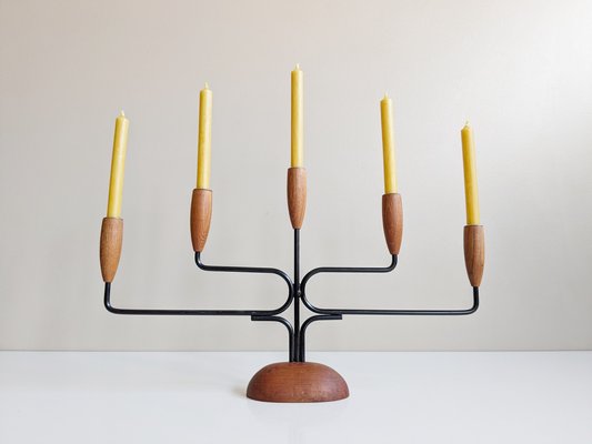 Teak Candleholder from Lüthje, Denmark, 1960s-BLG-2042194