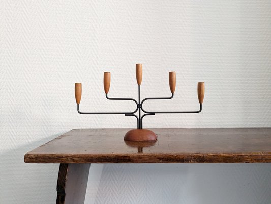 Teak Candleholder from Lüthje, Denmark, 1960s-BLG-2042194