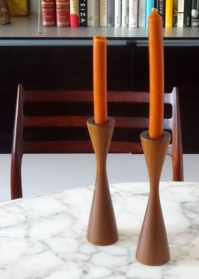 Teak Candleholders, 1960s, Set of 2-GT-801961