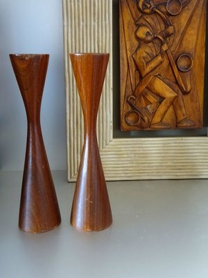 Teak Candleholders, 1960s, Set of 2-GT-801961