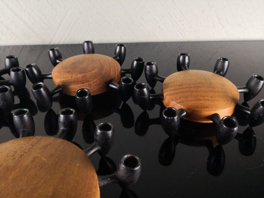 Teak & Cast Iron Candleholders by Jens Quistgaard for Digsmed, 1960s, Set of 4-CTM-501699