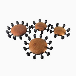 Teak & Cast Iron Candleholders by Jens Quistgaard for Digsmed, 1960s, Set of 4-CTM-501699