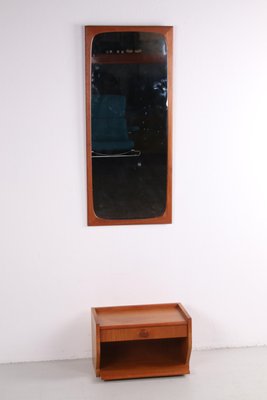 Teak Corridor Set of Mirror & Floating Chest of Drawers, 1960s, Set of 2-EZZ-884980