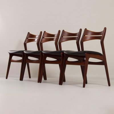 Teak Dining Chairs by Erik Buck for Chr. Christensens, 1960s, Set of 4-ZT-1345413