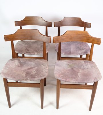 Teak Dining Chairs with Grey Fabric Seats by Hans Olsen, 1960s, Set of 4-UY-1425734