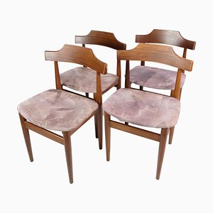 Teak Dining Chairs with Grey Fabric Seats by Hans Olsen, 1960s, Set of 4-UY-1425734