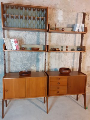 Teak Ergo Wall Unit with 2 Sections by John Texmon for Blindheim Møbelfabrikk, 1960s-EYI-792857