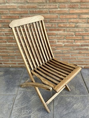 Teak Folding Deck Chair with Slat Back from Scan Com, 1960s-NOU-891289